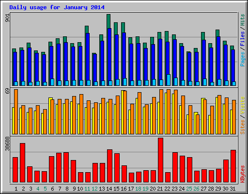 Daily usage for January 2014