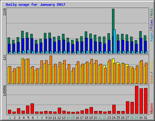 Daily usage for January 2017