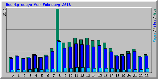 Hourly usage for February 2016